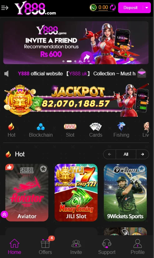 Y888 Game download home page